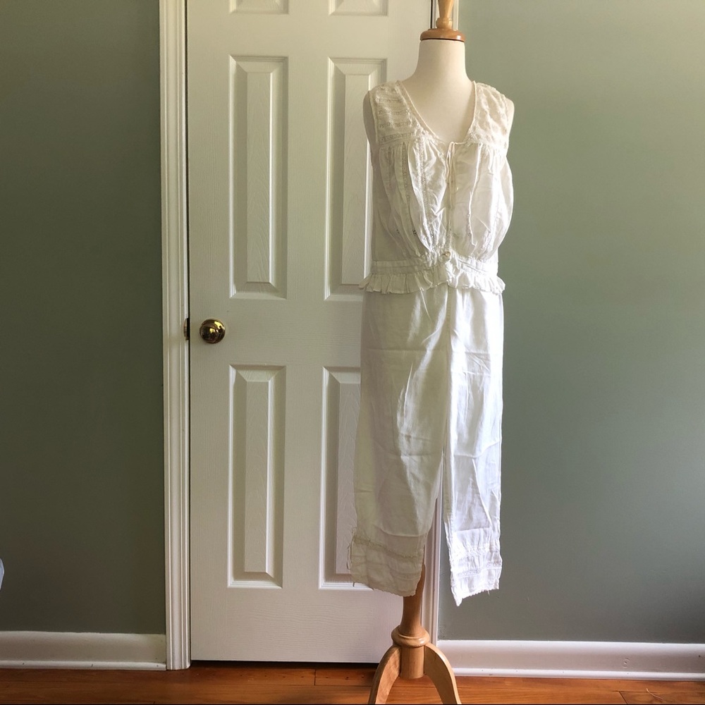 April Cornell White Cotton Pajamas Small PJs Set